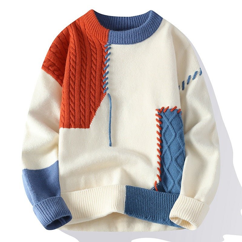 Winter Colorblock Knit Pullover Sweater - Selvorah