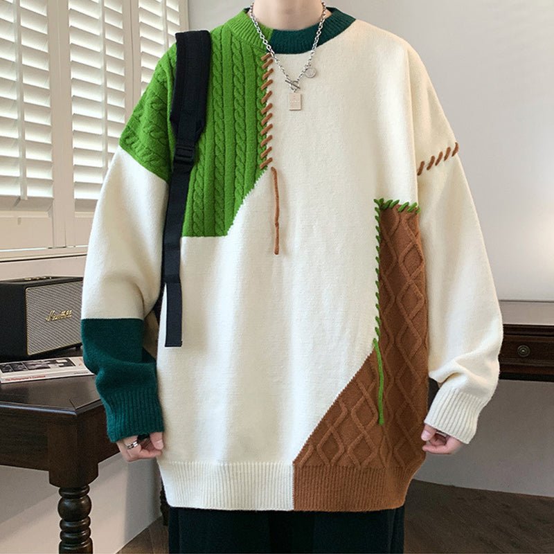 Winter Colorblock Knit Pullover Sweater - Selvorah