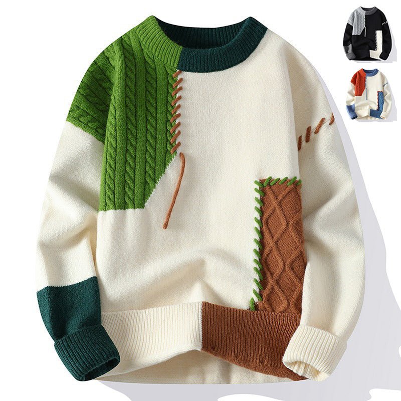 Winter Colorblock Knit Pullover Sweater - Selvorah