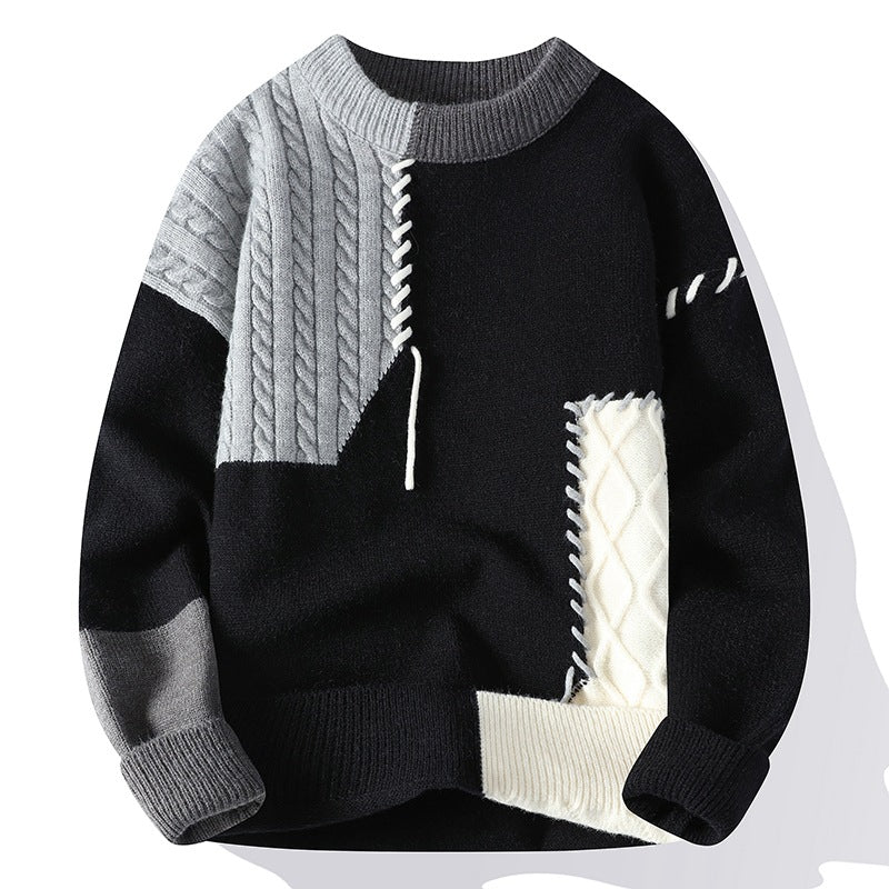 Winter Colorblock Knit Pullover Sweater - Selvorah