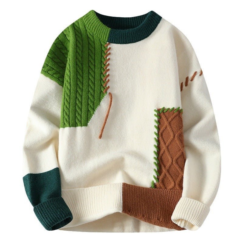 Winter Colorblock Knit Pullover Sweater - Selvorah